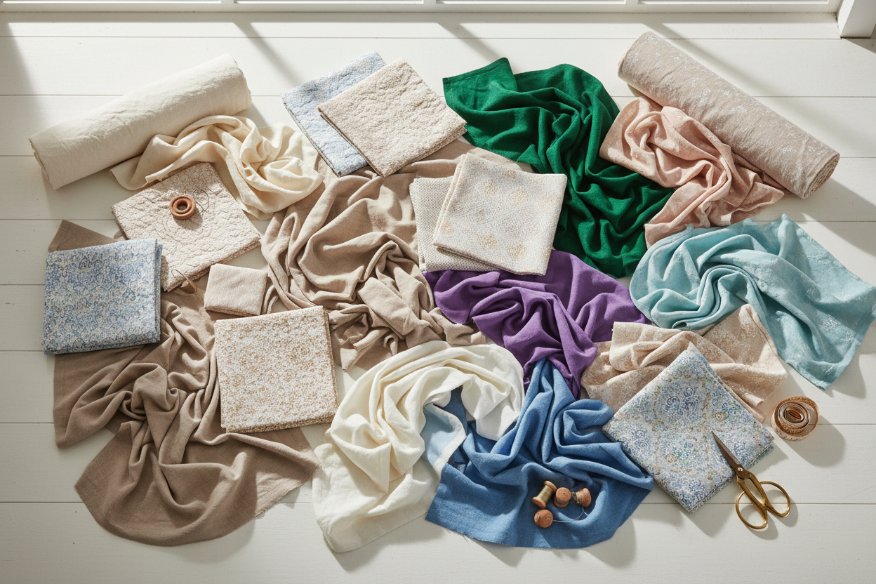 Thoughtfully selected fabrics available by the yard, chosen for quality, feel, and versatility.